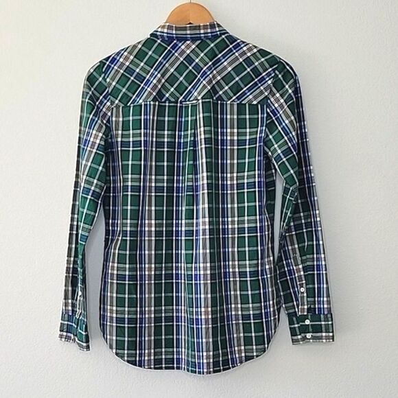 J. CREW Womens Green Plaid Button Down Long Sleeve Casual Collared Shirt size 6 - Picture 5 of 15